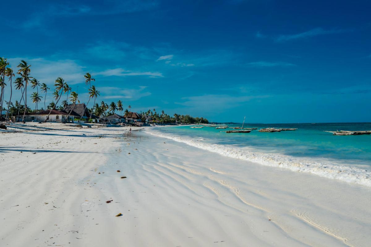 The amazing white sand of Jambiani Beach[